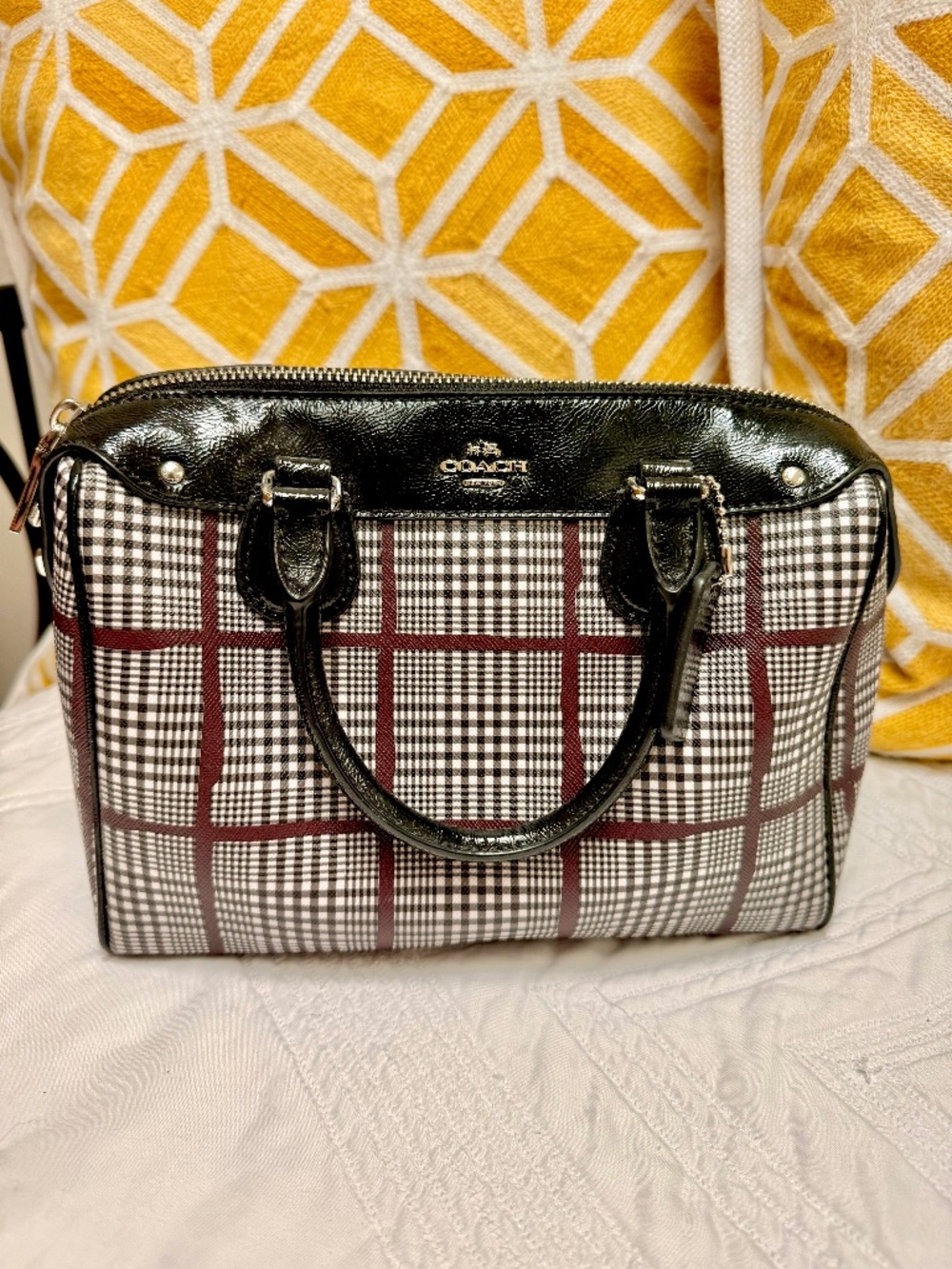 Coach Mini Bennett Satchel in Plaid Gingham Pattern